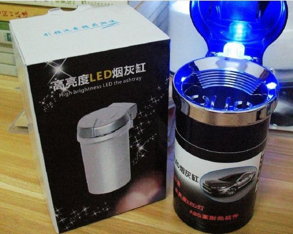 

car portable ashtray led light indicator fire-proof material car styling metal ashtray for universal holder auto accessories