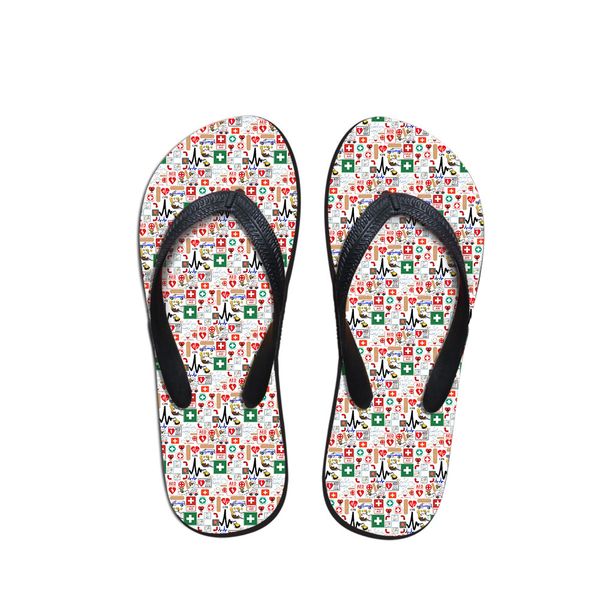 

fashion summer beach flip flops women slippers sandals painting art printing lady flats shoes 3d cute printed, Black