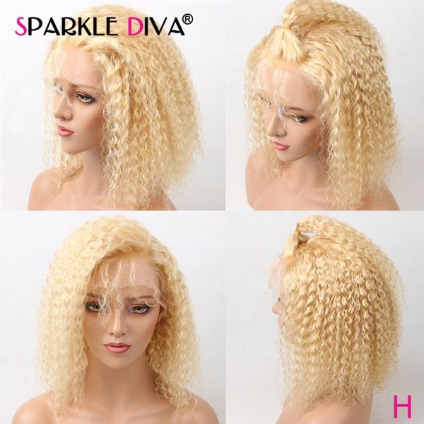 

613 blonde bob lace front wigs curly human hair wigs 150 remy transparent lace 13x4 front human hair pre plucked, Black;brown