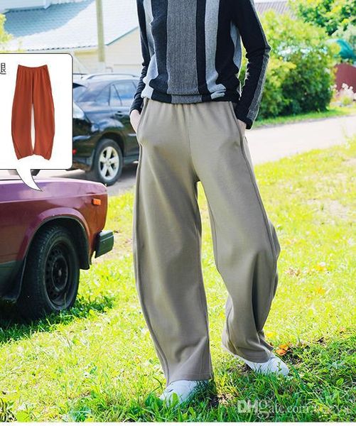 

classic set woven fabric design comfortable who pants wide-legged pants female cotton slacks banana pants, Black;white