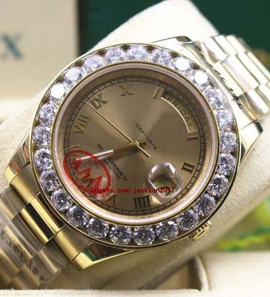 

automatic machinery watches ladies mens big diamond wristwatch gold stainless steel strap gold dial 36 mm / 41 mm with date, Slivery;brown