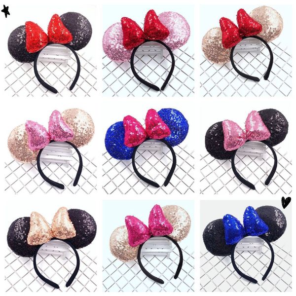 

new big ear sequins mouse headband child bow cartoon animal headband activity show headband wholesale, Slivery;white