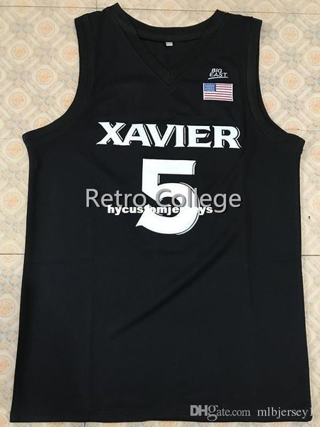 

#5 trevon bluiett xavier colleg retro stitched sewn basketball jerseys customize any size number and player name xs-6xl vest jerseys ncaa, Black;blue