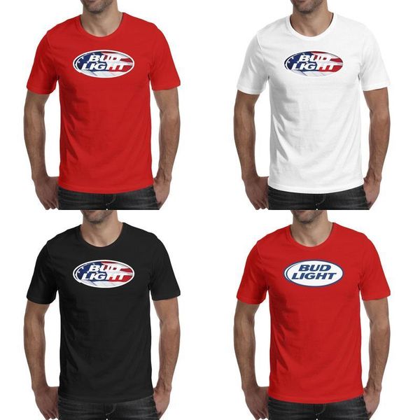 

mens busch bud light beer united states sterescopic american flag white fashion t shirt printing personalised cotton shirts novelty tees, White;black