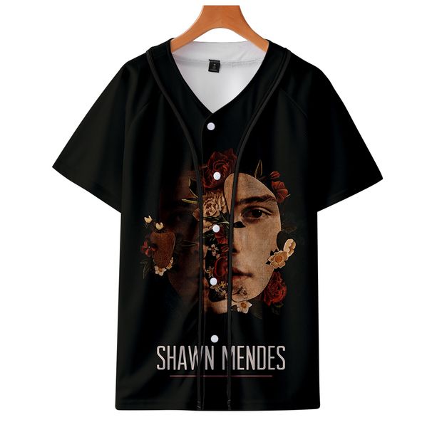 

2019 new shawn mendes illuminate handwritten 3d short sleeve baseball uniform men/women harajuku jacket clothes, Black;brown