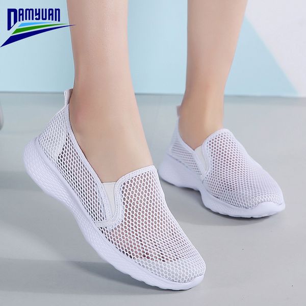

damyuan women shoes 2020 solid color sneakers platform zapatillas mujer non slip mesh flats loafers female soft leisure shoe t200408, Black