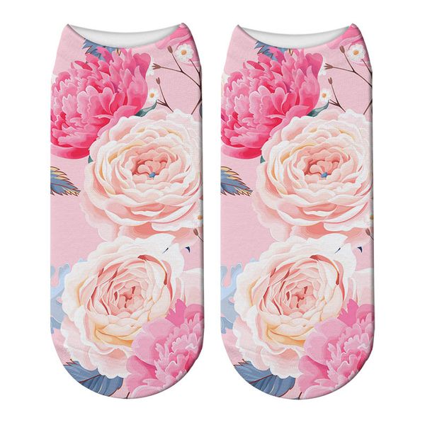 

new 3d printed funny polka dot pink socks leopard blush pink womens socks peonies and roses low cut ankle short spaort socks, Black;white