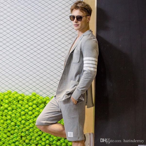 

хлопок петлевой джерси бренд дизайнер проектировал 4-болевой нашивки спортивные костюмы тома ребристые кнопки отверстия на манжетах куртки м, White;black