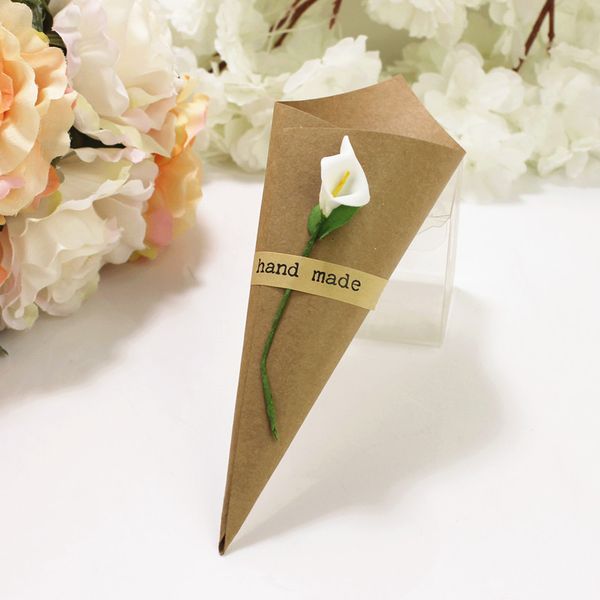 

50pcs black & brown card kraft paper cones bouquet candy bags boxes party decor