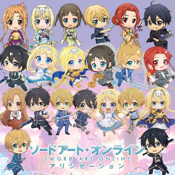 

anime sword art online alicization eugeo alice kirigaya kazuto cosplay acrylic figure keychain keyring bag pendant toy gift, Silver