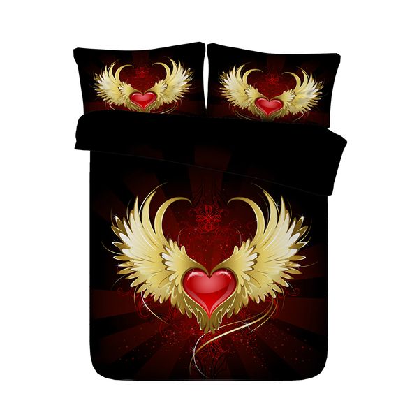 Angel Wings Duvet Cover Set Love Heart Quilt Comforter Cover