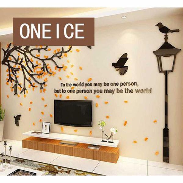 

romantic tree acrylic wall stickers living room tv 3d stereo sofa background decoration clock