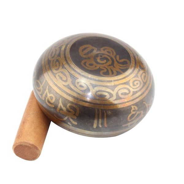 

himalayan hand hammered chakra meditation bowl decorative wall dishes yoga tibetan buddhist brass singing bowl with wooden stick