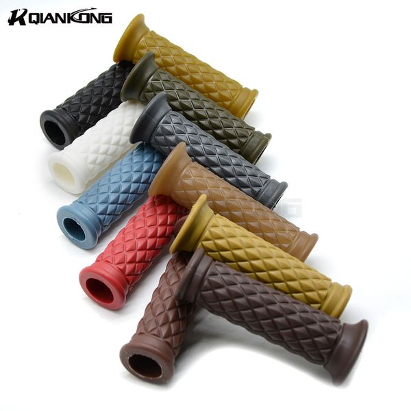 

7/8" 22mm motorcycle grips cafe racer round brown black grips for soft motorbike handle bar rubber material super design