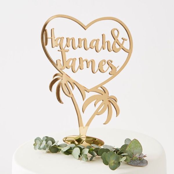 

personalised palm tree wedding cake er