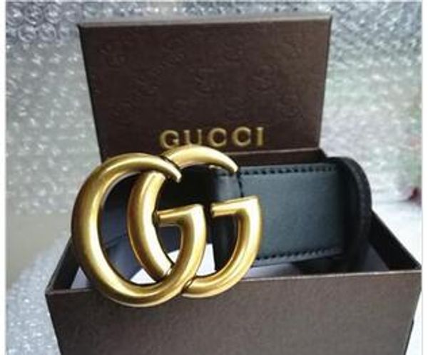 

men's leisure business black leather ggbelt gold buckleguccisbig buckle belt ladies designersfashion belt, Black;brown