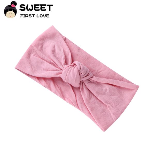 

1pcs 27colors girls tie knot headband knitted cotton children elastic hair wraps turban bows for girl headbands summer headwear, Slivery;white