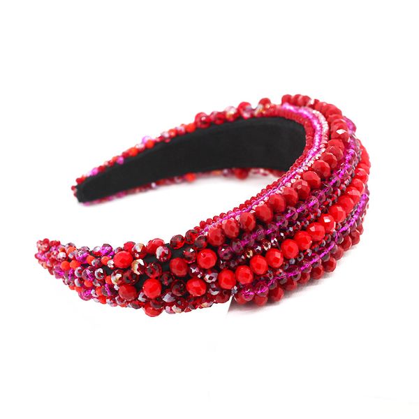 

new baroque fashion temperament dance headband hand-stitched crystal red wild travel party headband 778, Golden;white