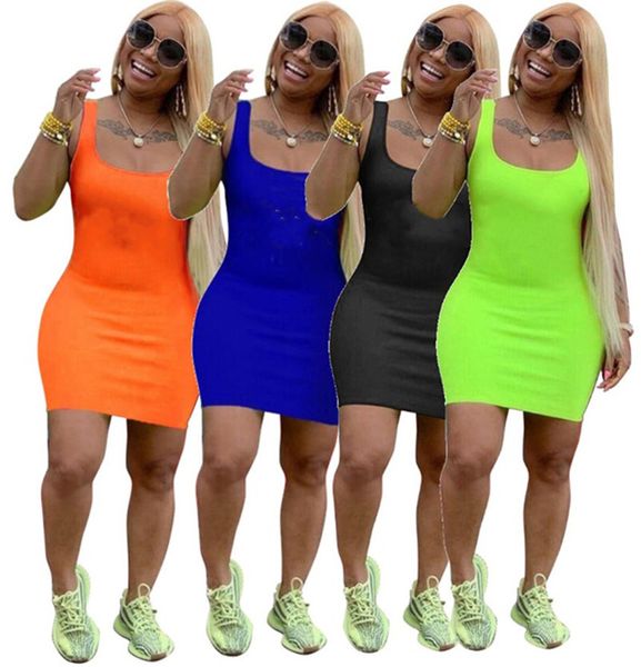 

women strap dress skinny skirts solid color sleeveless mini dresses summer clothes fashion scoop neck casual dress plus size s-3xl 2749, Black;gray