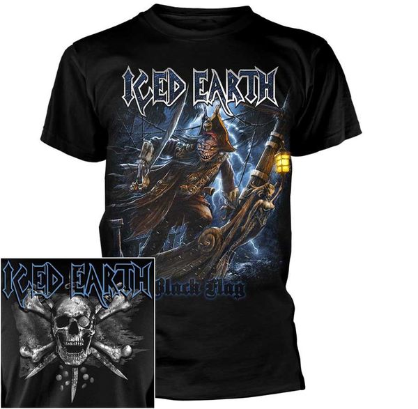 

iced earth black flag shirt s 3xl t shirt official heavy metal band tshirt, White;black