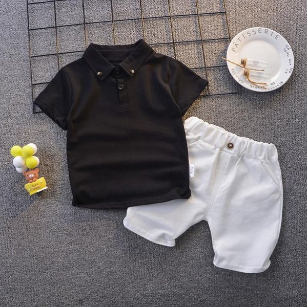

toddler boy clothes set summer 2020 2 3 years fashion black short sleeve t shirt+ white shorts boys outfits kids clothing