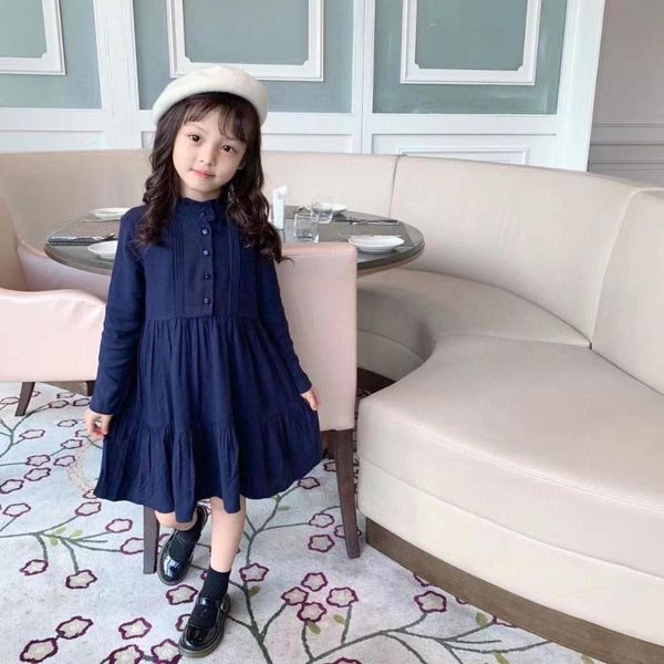 

2020 kids spring long sleeve cute navy dress for holiday girls pretty sport dresses floral available now, Red;yellow