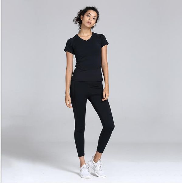 

yoga suit women fitness two-piece suit 2019 new european and american running fast-drying sportswear suit female tide, White;black