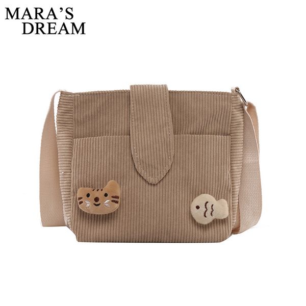

mara's dream 2019 new solid color autumn and winter girl cute doll plush cat corduroy small satchel funny bag