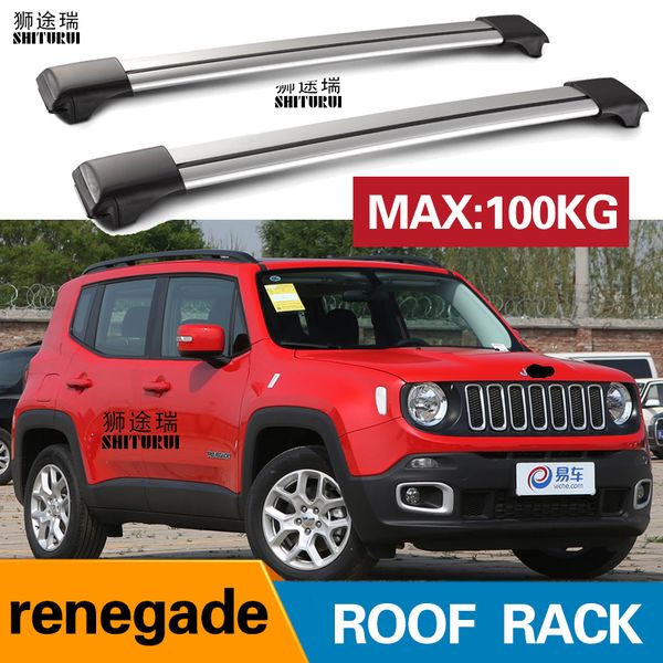 

2pcs roof bars for jeep renegade 2015+ aluminum alloy side bars cross rails roof rack luggage load 200kg vehicle mounted