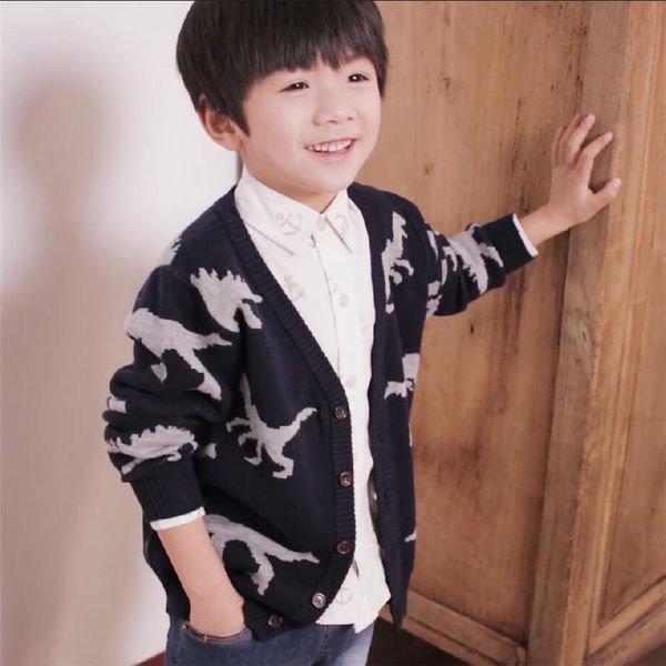 

winter autumn baby boys cardigan jacket cartoon dinosaur cotton sweater student child sweater, Blue;gray