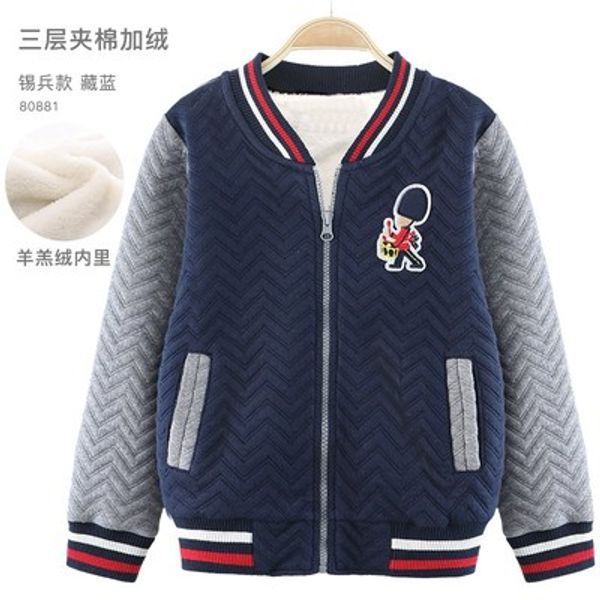 

children's baseball uniform outerwear boy's coat spring and autumn 2020 new foreign style boys' thick spliced sports jacket x, Blue;gray