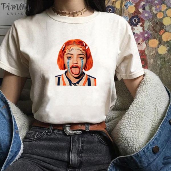 

веганская корейская версия чисто белой симпатичной печатной серии полиэстер с короткими рукавами одежда большого размера обычная улица, White