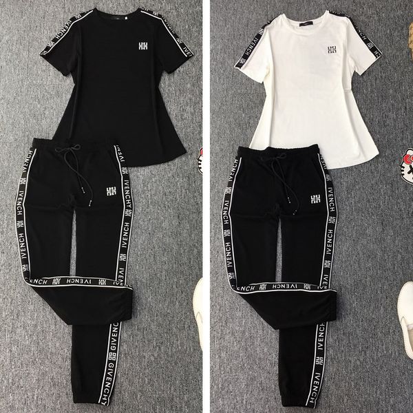 

designer women's tracksuits women's summer clothing new cotton t-shirt with pants casual two-piece tide size -xl-2, Gray