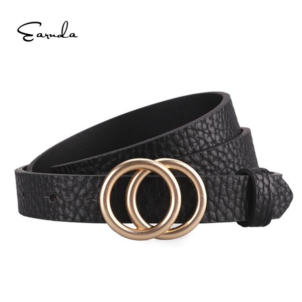 

earnda designer belt gold buckle waist belts for women's jeans skinny leather strap cinturon mujer c19041101, Black;brown