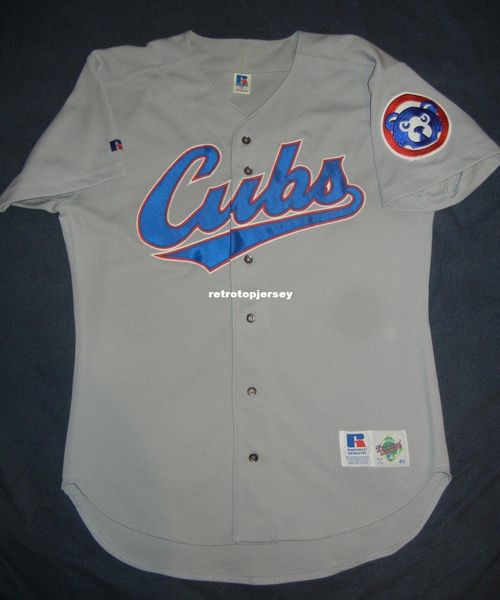 

retro russell athletic chicago grey jersey 1994 style blank sandberg mens stitched baseball jerseys, Black;blue