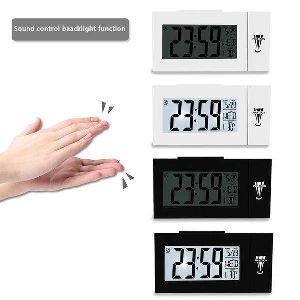 

digital lcd projection alarm clock rotation projector ceiling display 12/24 h snooze desk table clock temperature for bedrooms