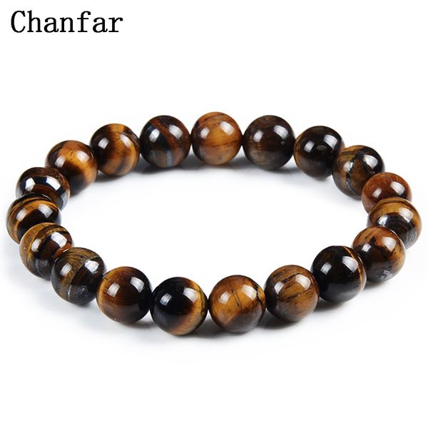 

chanfar 10mm white howlite tiger eye lava crystal beaded stone bracelet for women men jewelry, Black