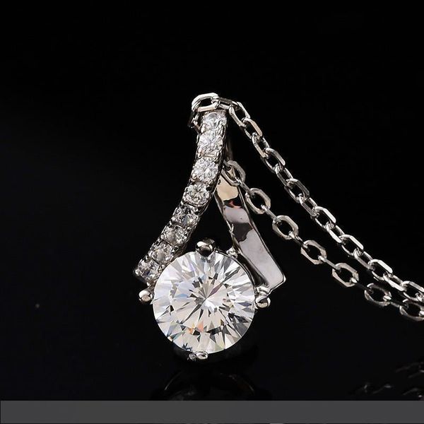 

муассанит кулон стерлингового серебра подвески 925 серебро 1ct круглый муассанит ожерелье цепь для женщин gra сертификат оптом, Silver