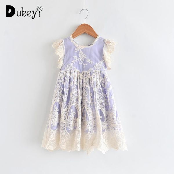 

girl's dresses 2021 girls lace embroidered dress elegant princess party summer kids for little, Red;yellow
