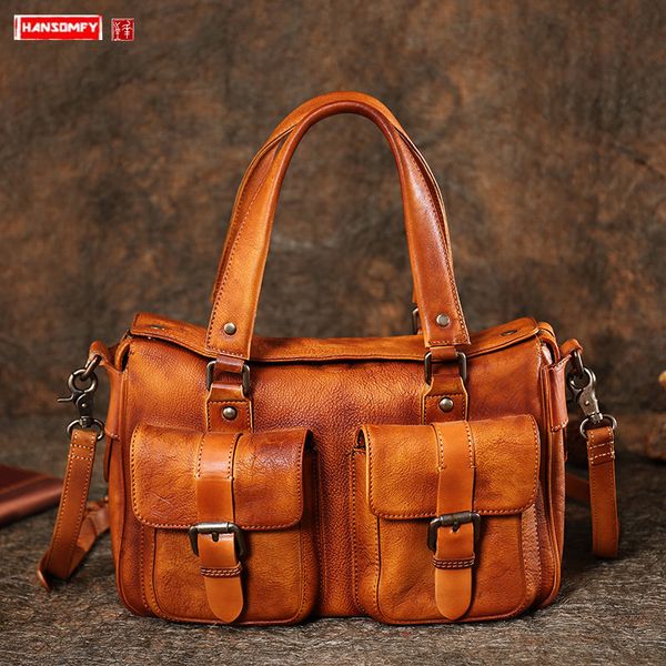 

vintage leather women handbag crossbody bag large capacity female shoulder messenger bag original genuine leather motorcycle