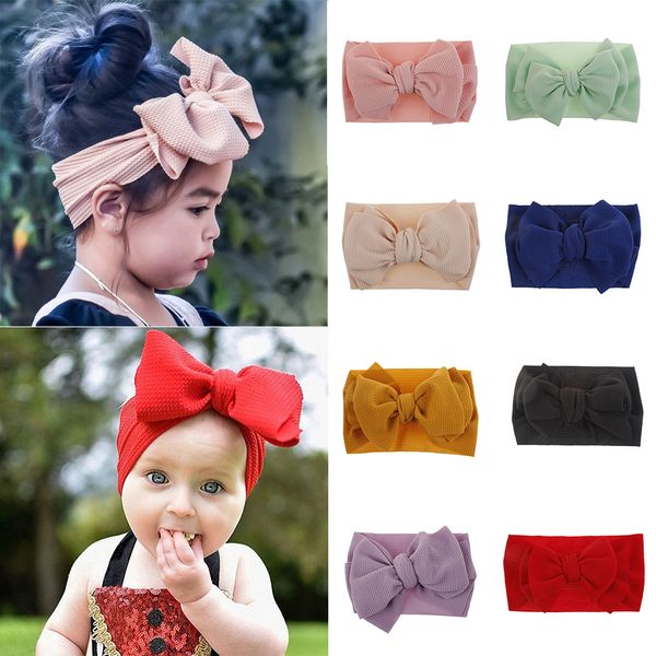 

elastic big bow headwrap girls headband knot headbands over sized bow hair turban kids head band girl large hair bows, Slivery;white