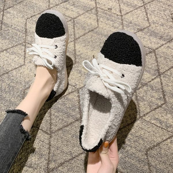 

cross women's shoes female footwear all-match round toe loafers fur modis autumn mixed colors casual sneaker dress winter 2019, Black