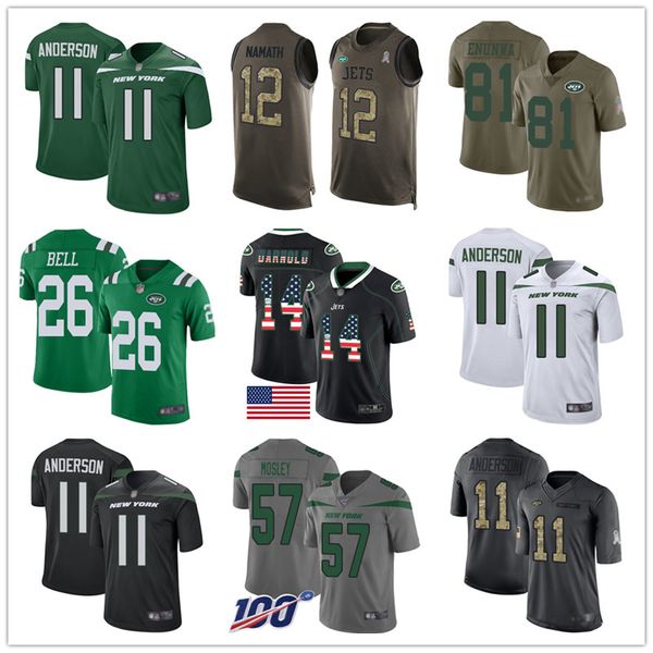 

New cu tom york jet jer ey joe namath am darnold jamal adam le 039 veon bell robby ander on quincy enunwa men women youth football jer e, Black;red