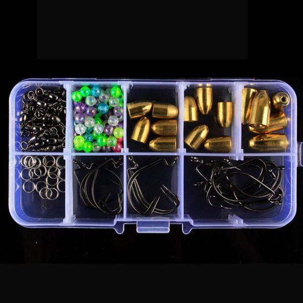 

115pcs fishing rig kit character rings beads copper crank hooks double circle fishing accessories set