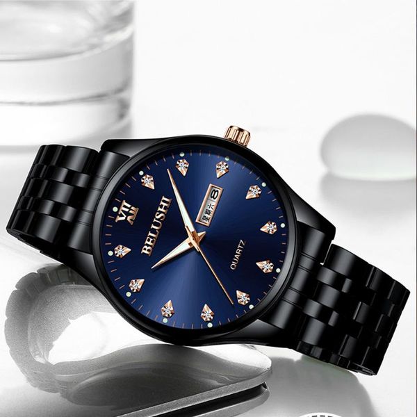 

teenram watch for men quartz wristwatch mens watches waterproof stainless steel diamond male sport clock reloj hombre, Slivery;brown