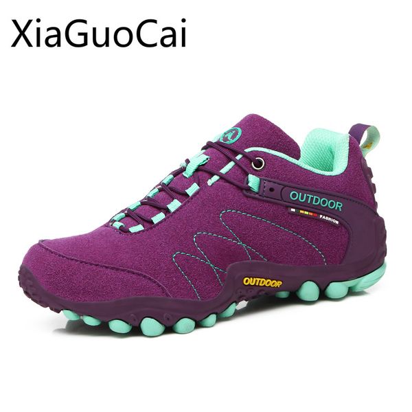

spring women hiking shoes rubber mountain climbing trekking shoes sports spring leathaer breathable outdoor sneakers
