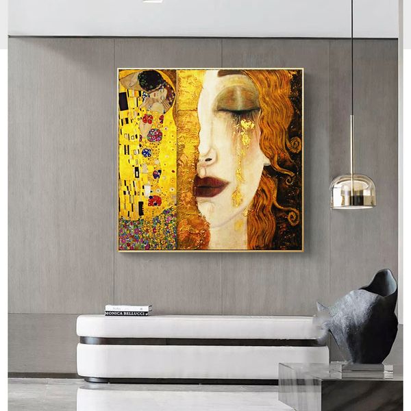 

gustav klimt golden tears and kiss canvas paintings wall art pictures famous painting classical art home decor 190929