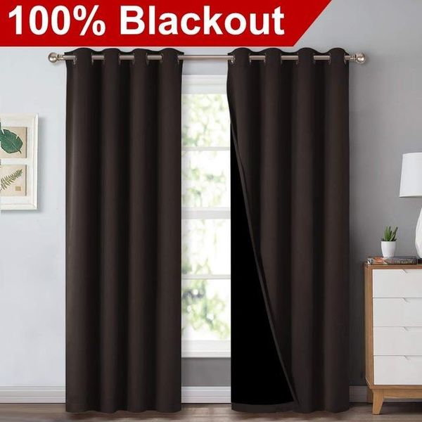 2019 Double Layer Full Blackout Curtains Super Thick Insulated