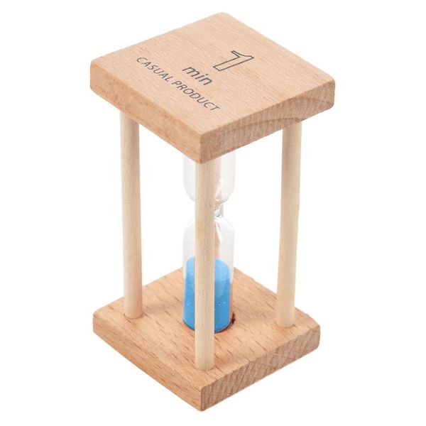 

1 pcs wood + glass + sand 1 minute small square timing hourglass 9 * 4.5 * 4.5cm blue other clocks & accessories