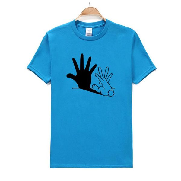 

tshirt designer panelled short sleeve man hemme casual clothing rabbit and the shadow print mens, White;black